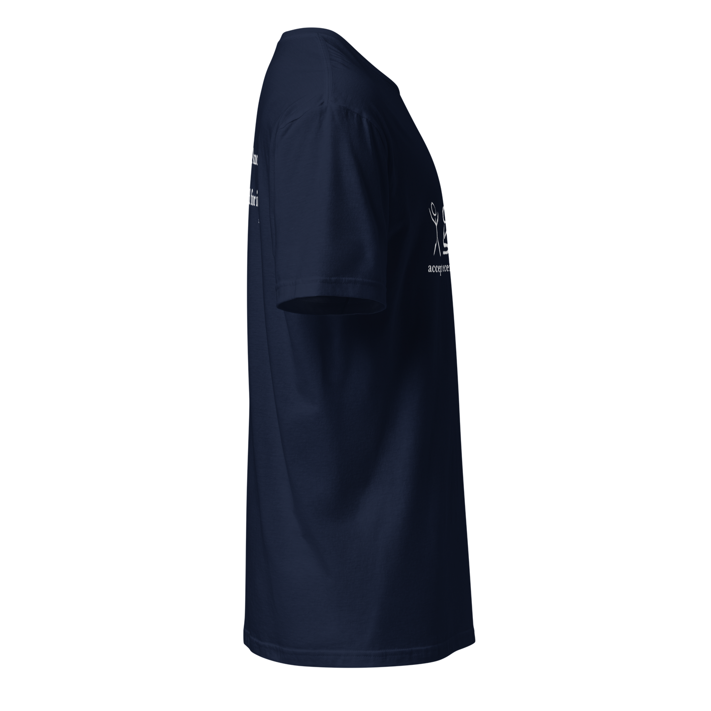Navy blue t-shirt on a white background