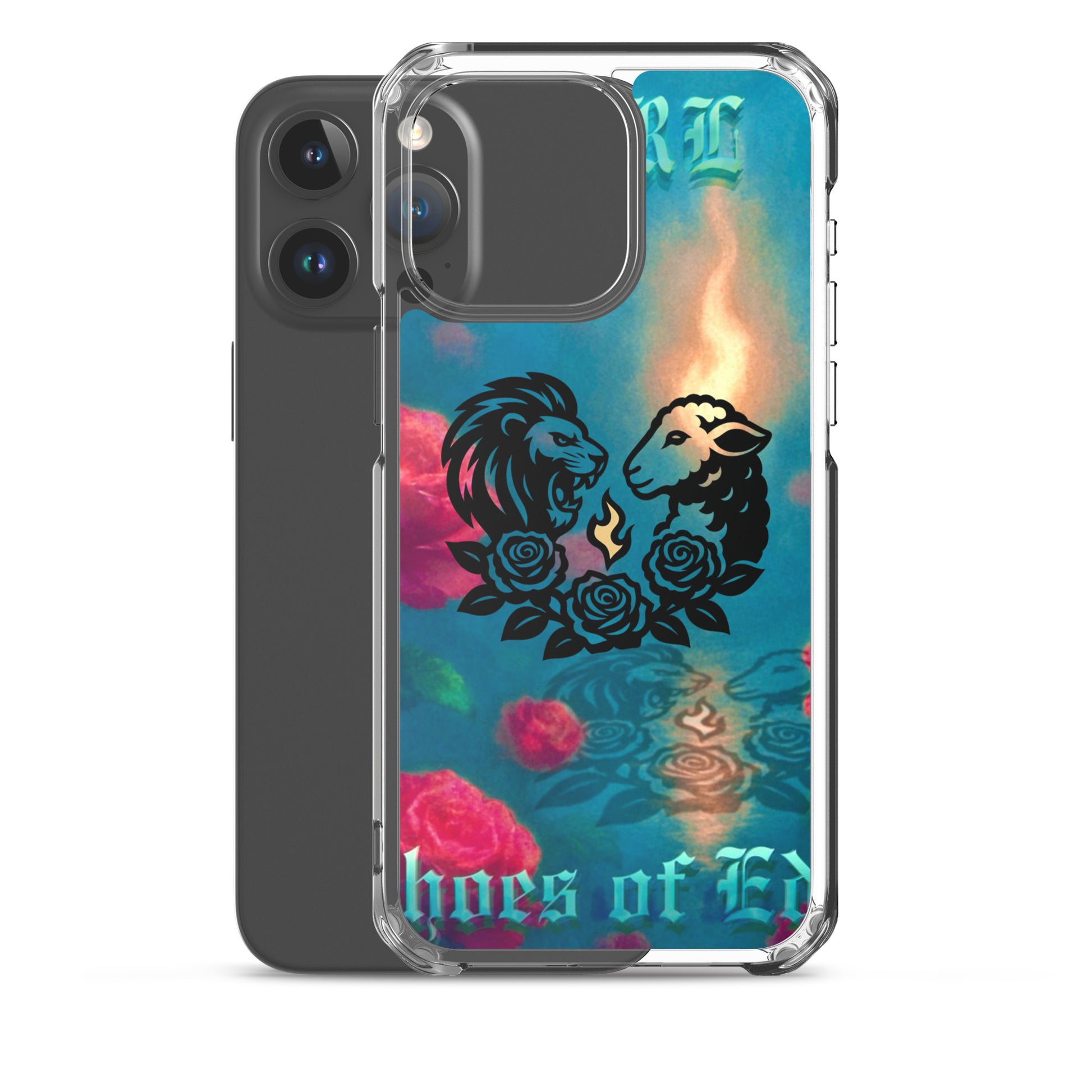 Phone case with lion design and colorful background